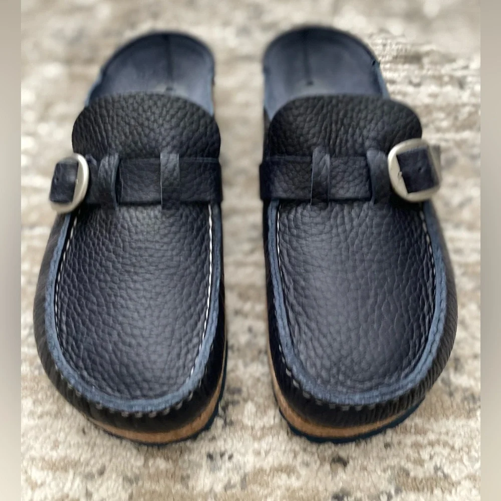 Birkenstock Buckley 39 Navy Blue Leather Clog Size 8 Womens - Picture 2 of 13